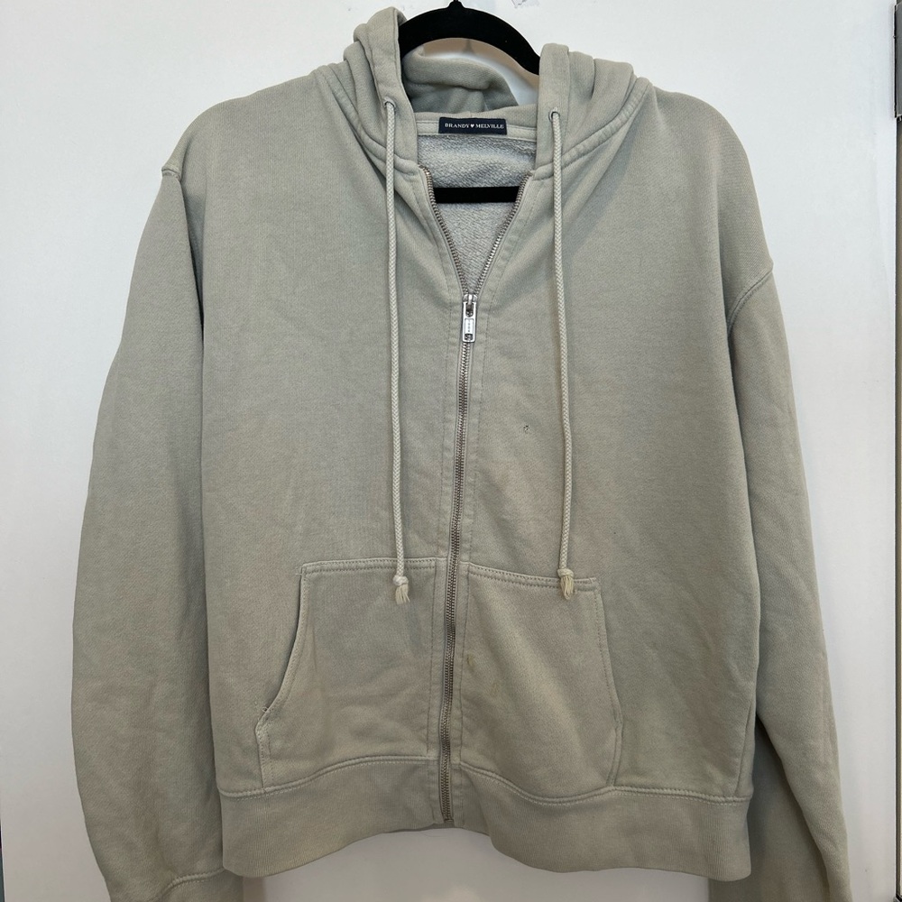 Brandy Melville Gray Zip Up Sweater with Hood